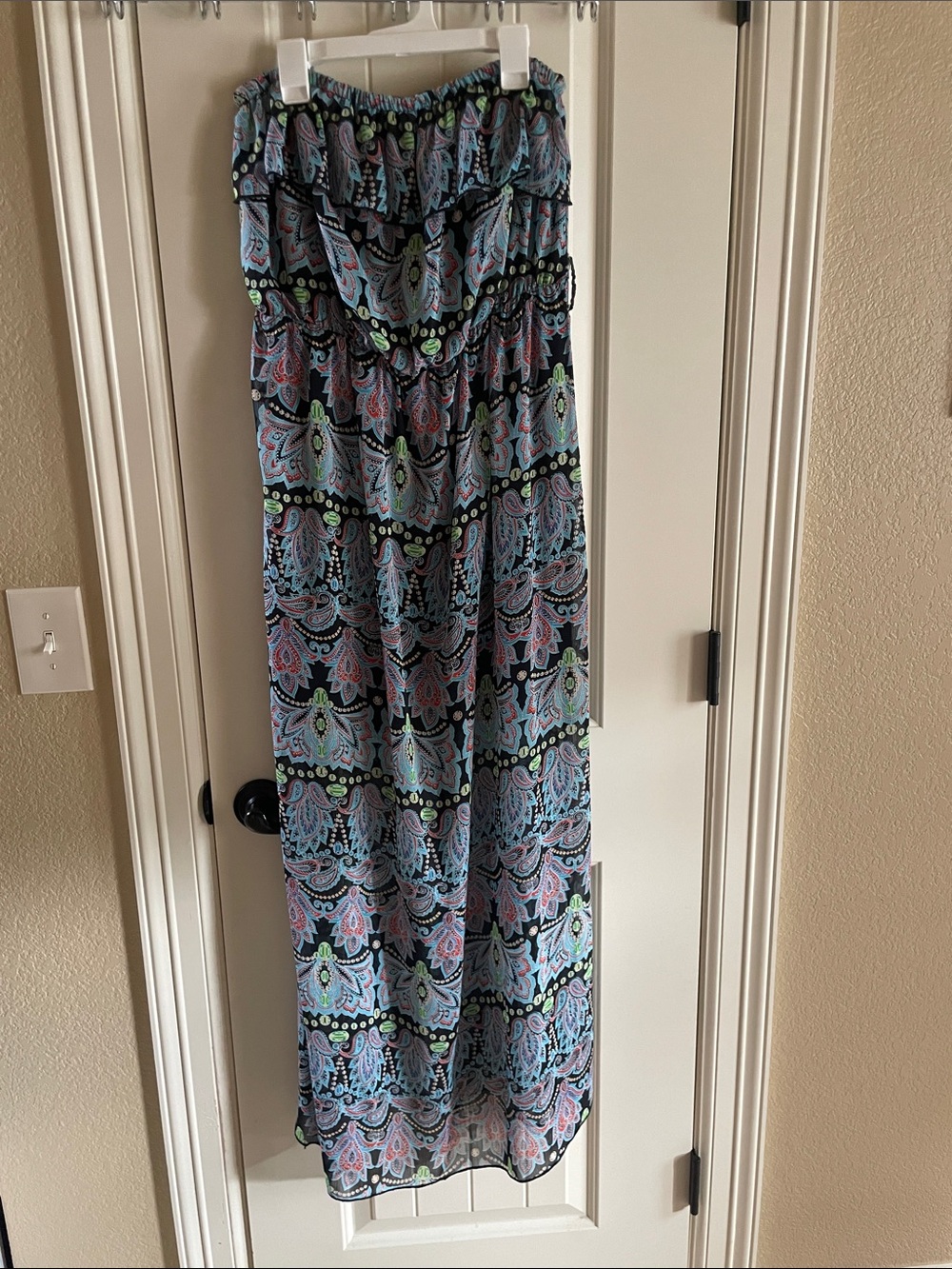 No Boundaries Black Paisley Strapless Maxi Dress